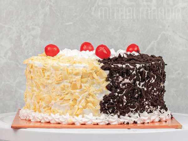 White Cream Loaded Black Forest Cake